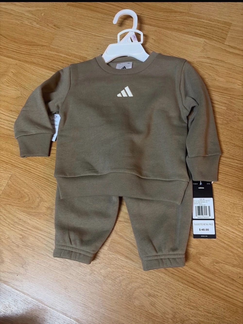 adidas Kids Olive Jogger Set with White Logo